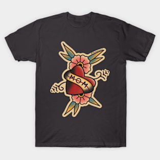 Mom Heart Traditional Tattoo Design T-Shirt